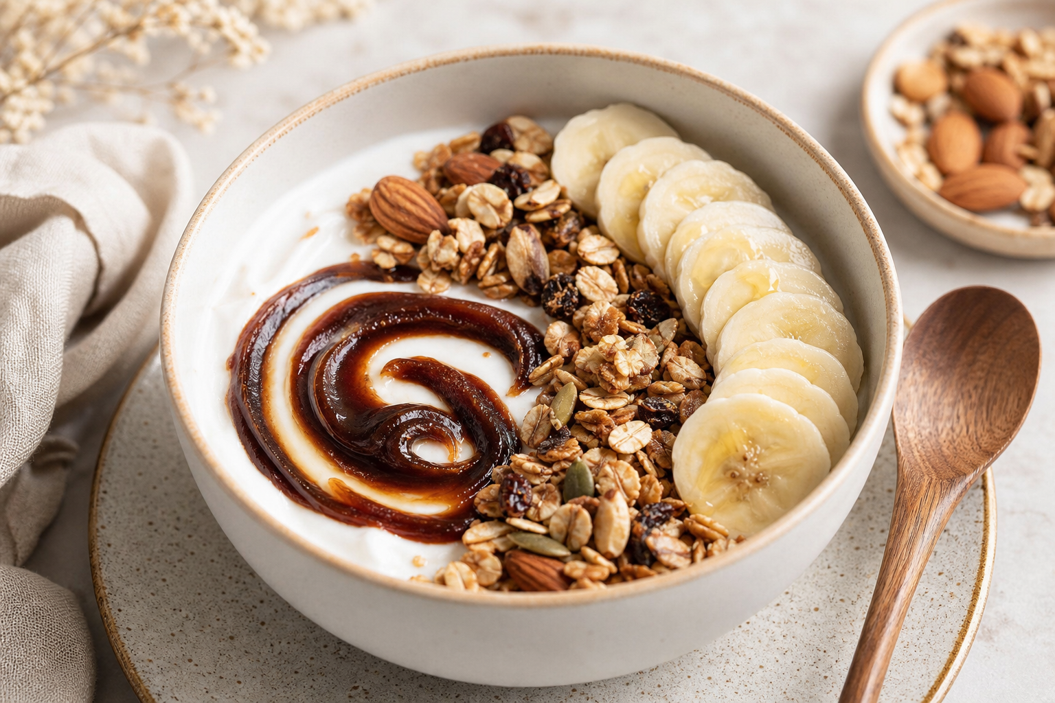 Breakfast bowl with yogurt and Datella date paste